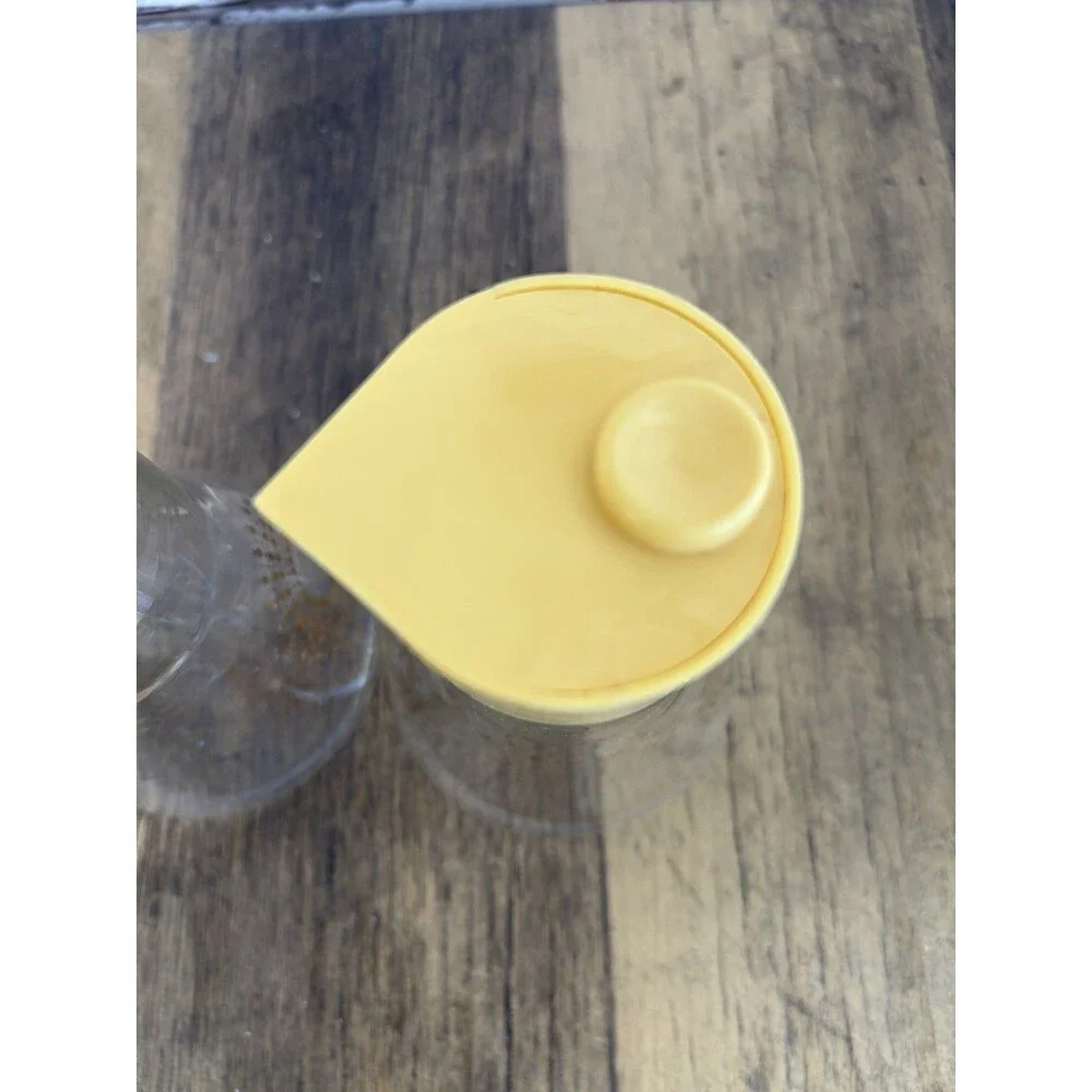 2 Pyrex Atomic Sunburst Dressing Dispenser Condiment Syrup Glass Plastic Lids